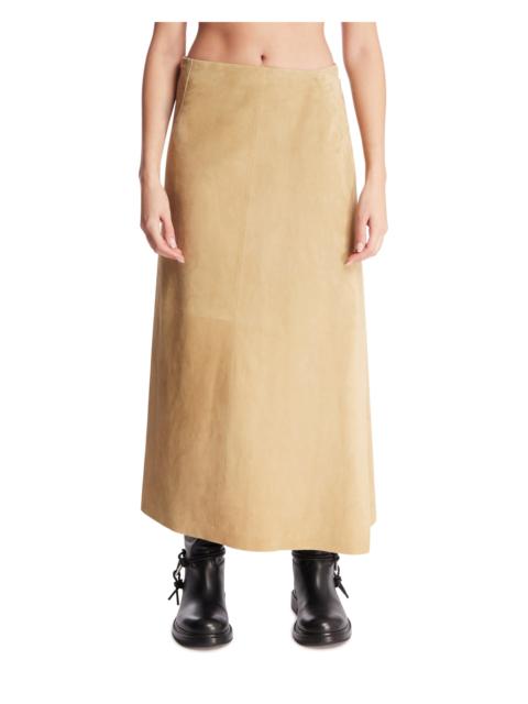 The Row Beige Midi Leather Skirt