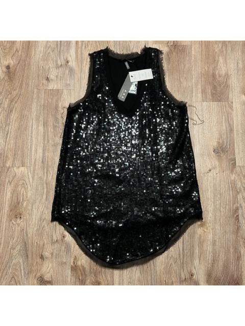 Other Designers KAS New York Black Tunic along Length Racerback Sequin Tank