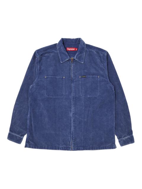 Supreme Supreme Washed Corduroy Zip Up Shirt Blue | REVERSIBLE
