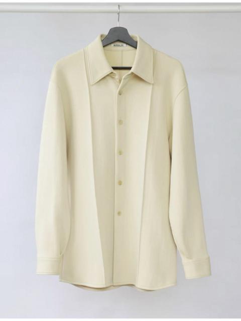 AURALEE Auralee Tense Wool Double Cloth Shirt in ivory