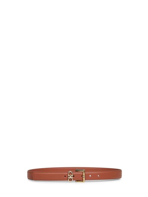 FERRAGAMO Ferragamo Women New Cognac Smooth Leather Double Gancini Belt <Br/>