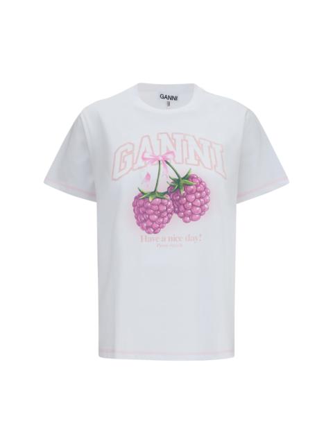 GANNI Ganni Cotton Raspberry T-shirt