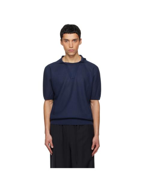 LE17SEPTEMBRE Navy Layered Neck Knit Polo