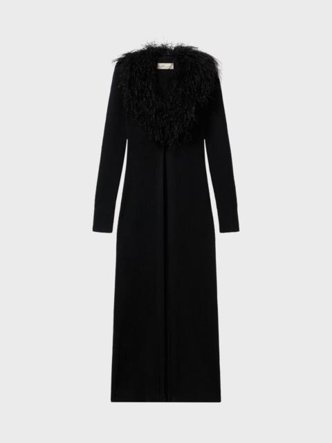 Blumarine LONG CARDIGAN WITH FAUX FUR COLLAR