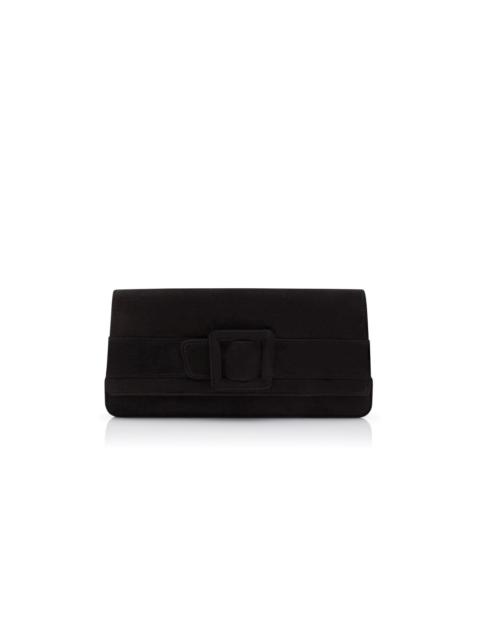 Manolo Blahnik Black Suede Buckle Clutch