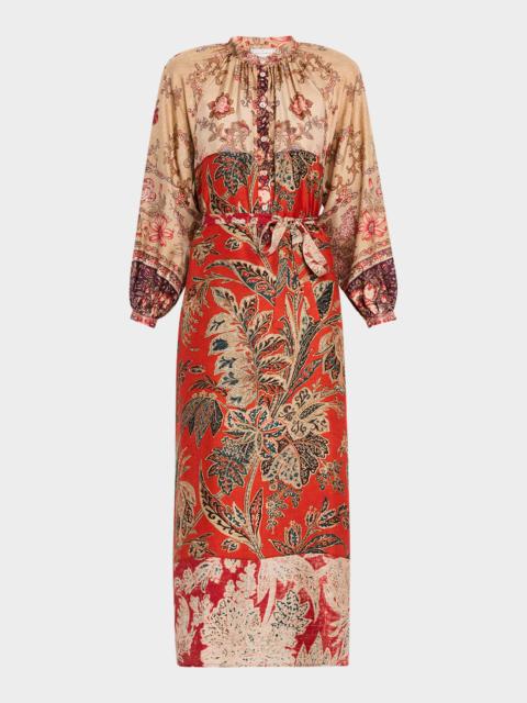 Pierre-Louis Mascia Floral-Print Silk Midi Dress