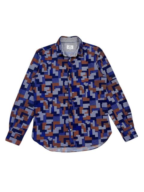 Lanvin Lanvin en Bleu Pattern Shirt