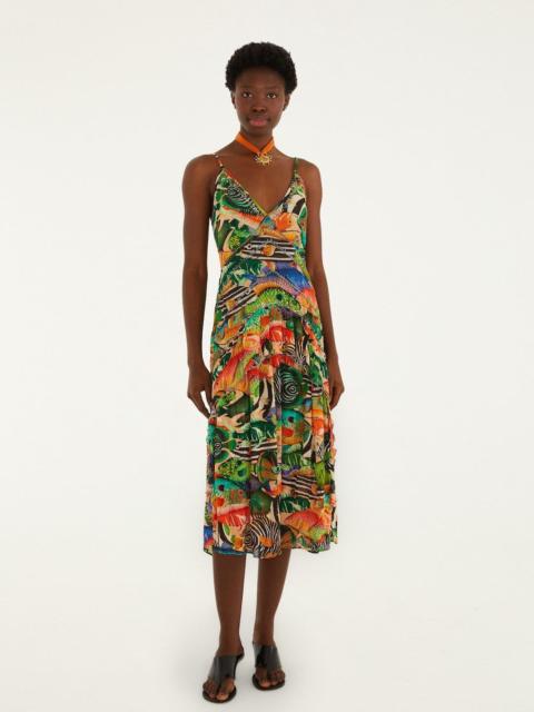 FARM RIO Multicolor Fish Sea Sleeveless Midi Dress