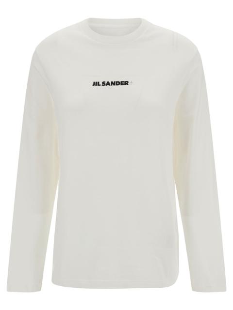 Jil Sander Jil Sander Women White Long Sleeve T-Shirt With Contrasting Logo Print In Cotton Woman