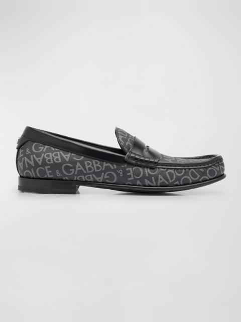 Men's Jacquard and Leather Penny Loafers