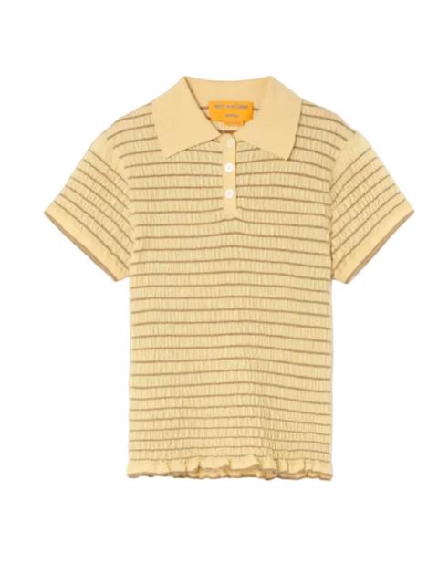 GUEST IN RESIDENCE Smocked Shrunken Polo in Butter/Camel
