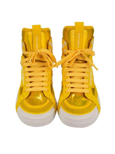 Dolce & Gabbana Logo Lace High Top Sneaker DONNA Rainbow Yellow White 12525