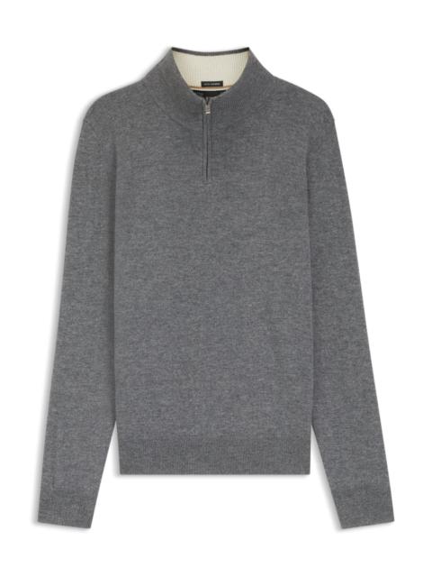 BOSS WOOL-CASHMERE SWEATER WITH ZIP NECK