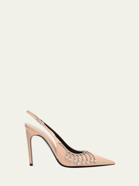 GUCCI Guinevere Crystal Leather Slingback Stiletto Pumps