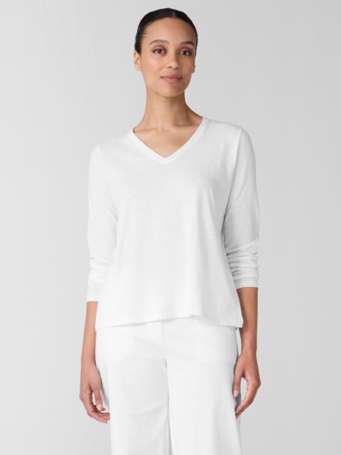 EILEEN FISHER Organic Cotton Slubby Jersey V-Neck Top