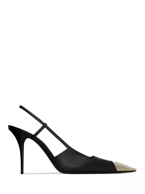 SAINT LAURENT Women's Jeanne Slingback Pumps In Glazed Leather