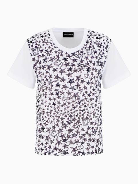 EMPORIO ARMANI ASV organic jersey T-shirt with all-over star print