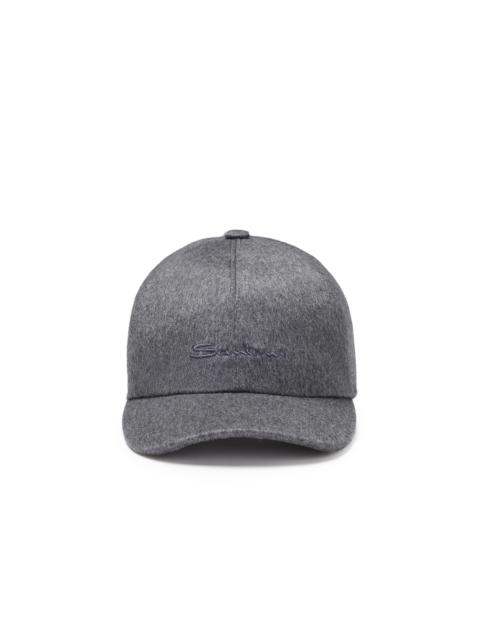 Santoni Grey cashmere baseball hat