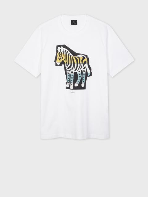 Paul Smith White 'Zebra Cutout' Print T-Shirt