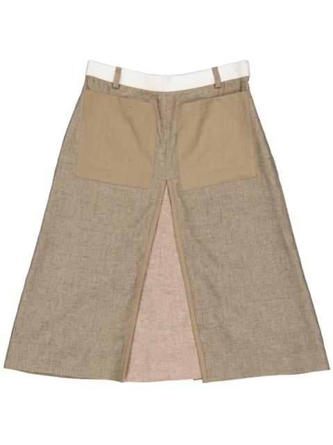 Burberry Burberry Contrast Seam And Box-pleat Detail Line A-line Skirt In Cedar Brown Melange