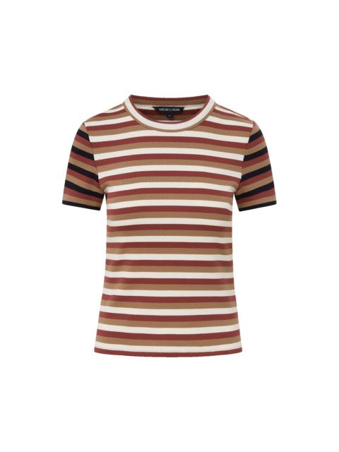 VERONICA BEARD PRUITT STRIPED RIBBED T-SHIRT