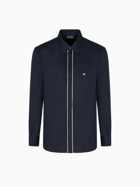 EMPORIO ARMANI PIMA COTTON SHIRT WITH PIPING