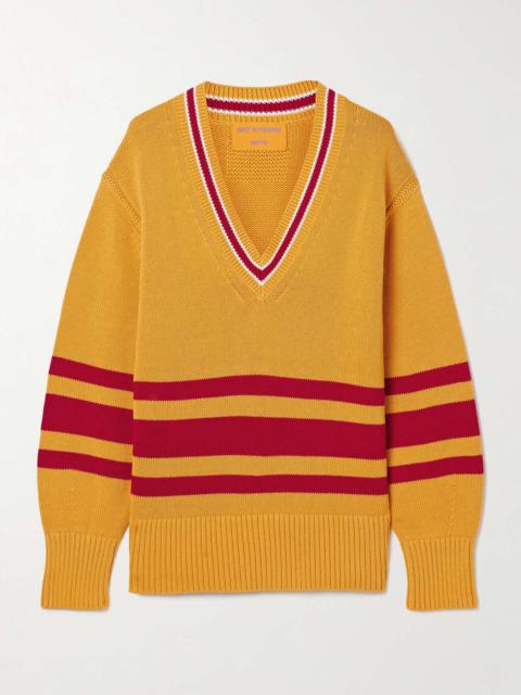 Striped knitted cotton sweater