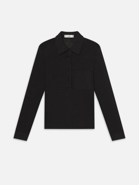 FRAME The Long Sleeve Caddy Polo in Black