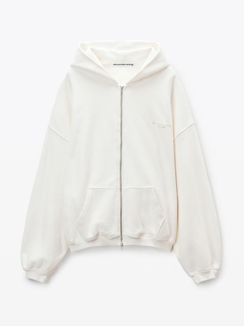 Alexander Wang White Cotton Logo Zip-Up Hoodie