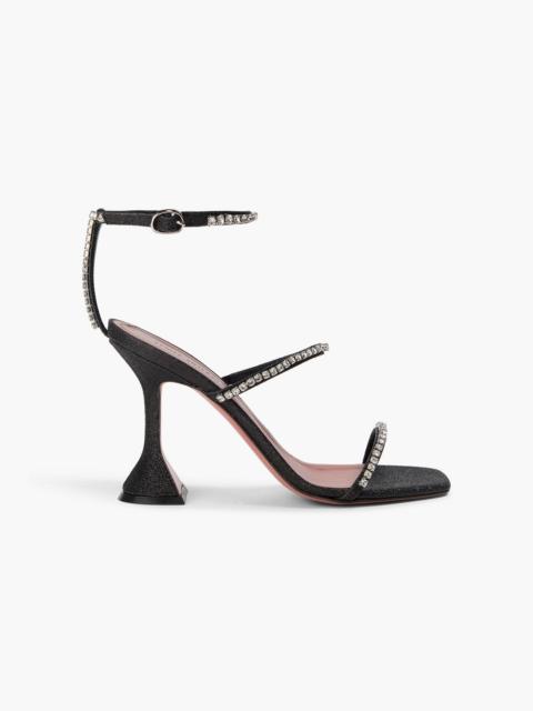Amina Muaddi Gilda crystal-embellished glittered brushed-leather sandals