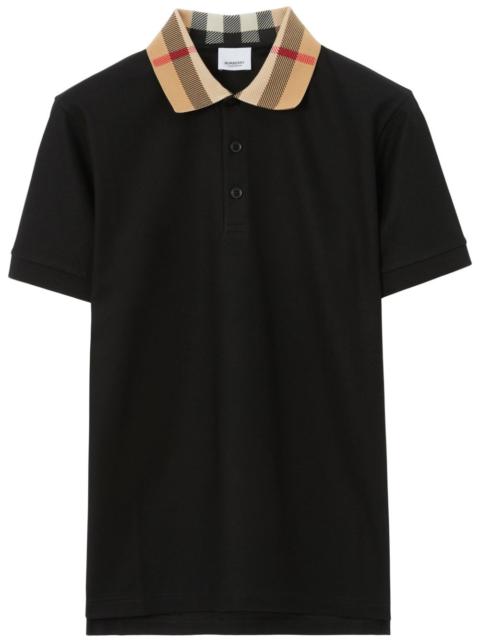 Burberry Burberry Men Check Collar Cotton Polo Shirt