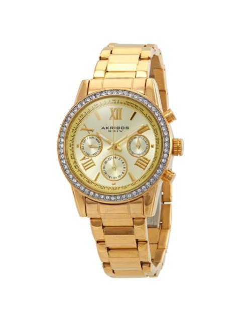 Other Designers Akribos XXIV Glimmer Gold Tone Dial Ladies Multifunction Watch AK872YG