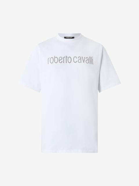 Roberto Cavalli T-Shirt With Logo And Mini Studs