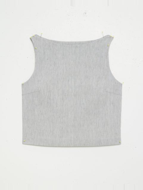 Theory Sleeveless Boatneck Top in Textured Linen