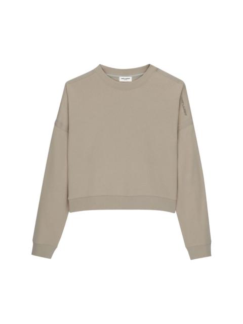 SAINT LAURENT cropped cotton sweatshirt