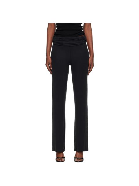 AYA MUSE Black Ruched Fold Over Trousers