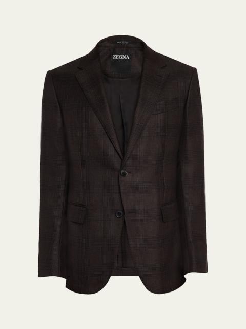 ZEGNA Men's Cashmere and Silk Tonal Plaid Sport Coat