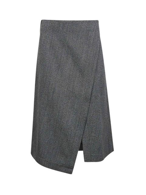 Studio Nicholson Grey mouliné wool Lerryn wrap midi skirt