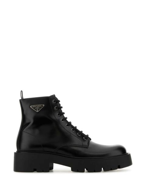 Prada Prada Men Black Leather Ankle Boots