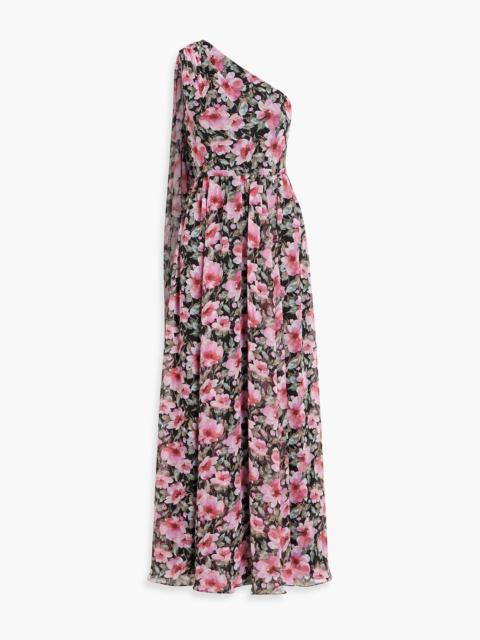 Other Designers One-shoulder floral-print chiffon maxi dress