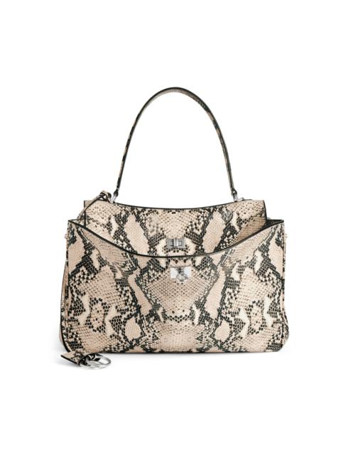 BALENCIAGA Rodeo Medium Python-Effect Leather Top Handle Bag animal
