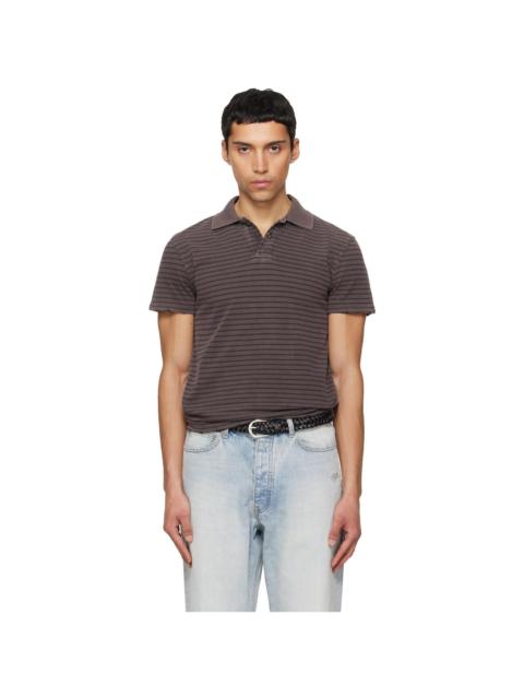 Tonywack Brown Garment Dyed Stripe Pique Polo