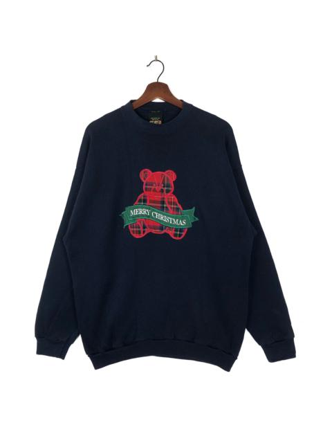 Other Designers Vintage - 90’s Merry Christmas Embroidery Bear Sweatshirt