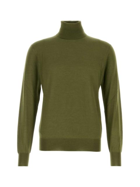 SAINT LAURENT Saint Laurent Men Army Green Cashmere Blend Sweater