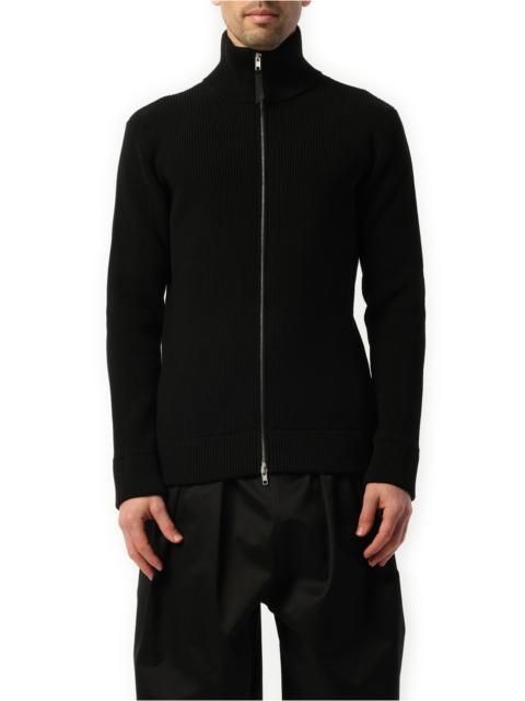 Maison Margiela English Rib Zip Cardigan in Black