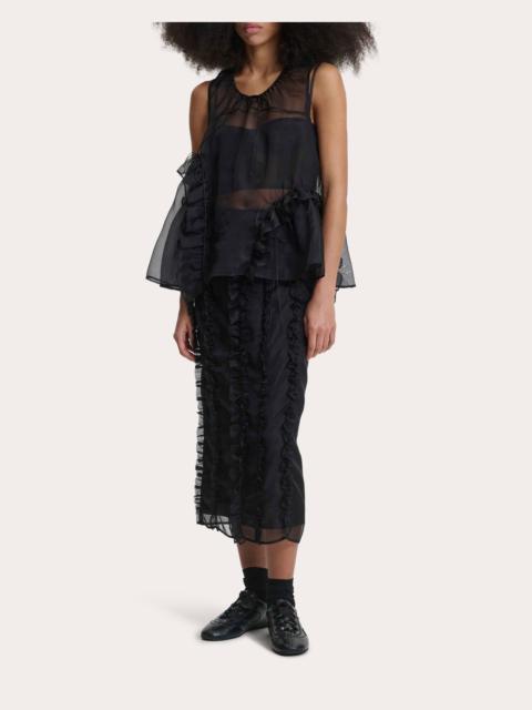 CECILIE BAHNSEN Orsalina Silk Organza Ruffle Sleeveless Top