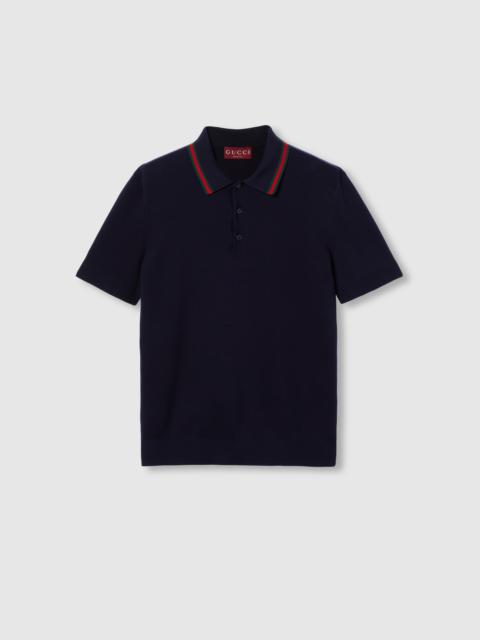 GUCCI Silk cotton polo shirt with Web