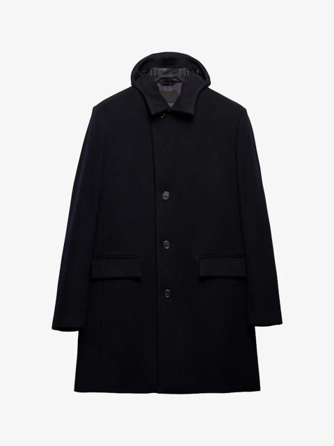 Single-breasted long-line wool coat