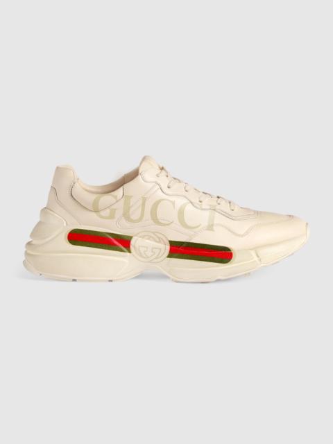 GUCCI Men's Rhyton Gucci logo leather sneaker