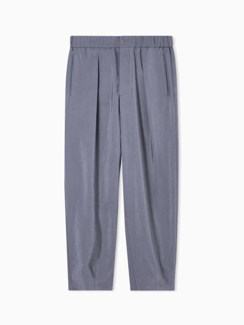 GIORGIO ARMANI WASHED, SILK-BLEND, SINGLE-PLEAT TROUSERS